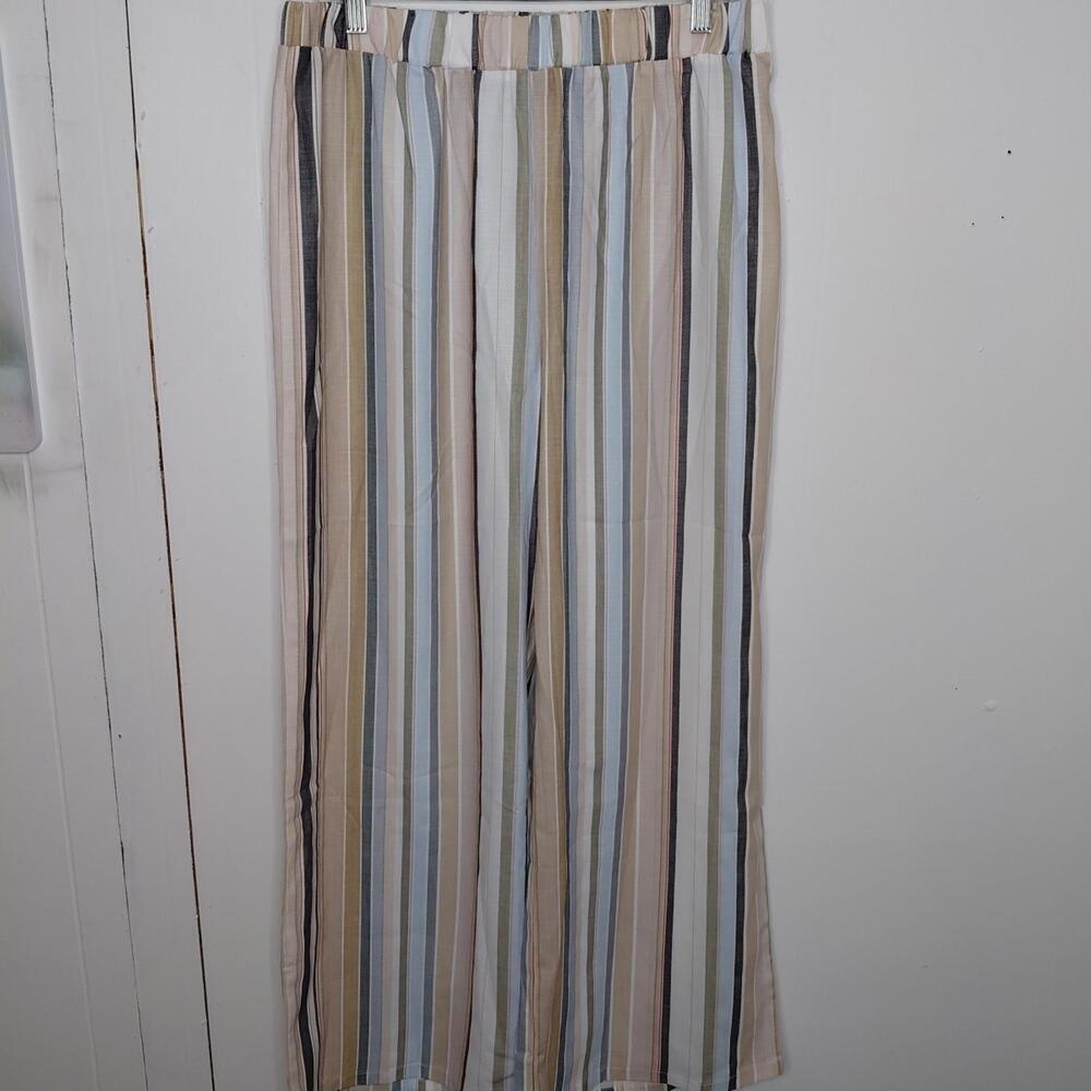 Noracora Pants Womens Large Colorful Beachy Coastal Wide Leg Pull On Casual New
